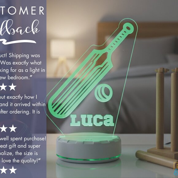 Custom Cricket LED Night Light – Fun Decor for Cricket Lovers - Picture 7 of 8